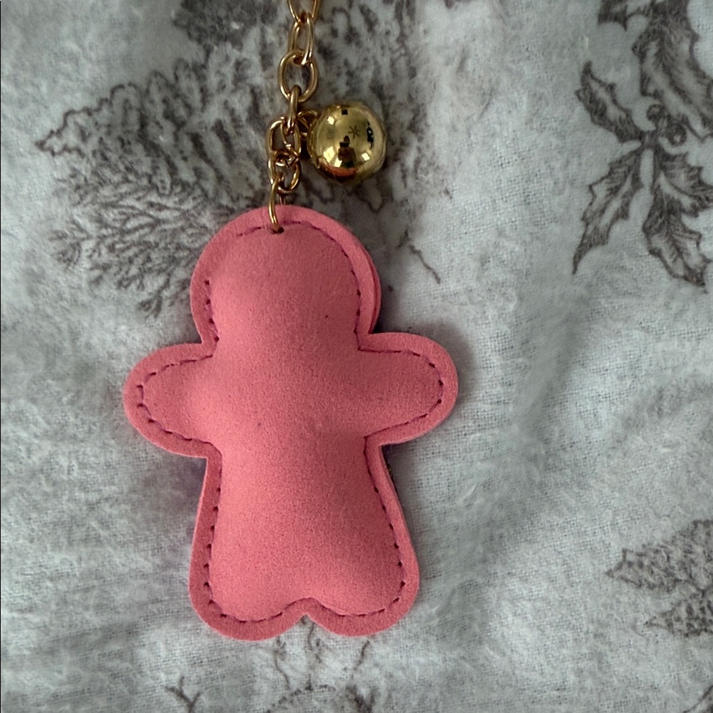 Pink Rhinestone Gingerbread Keychain Charm - Picture 2 of 3
